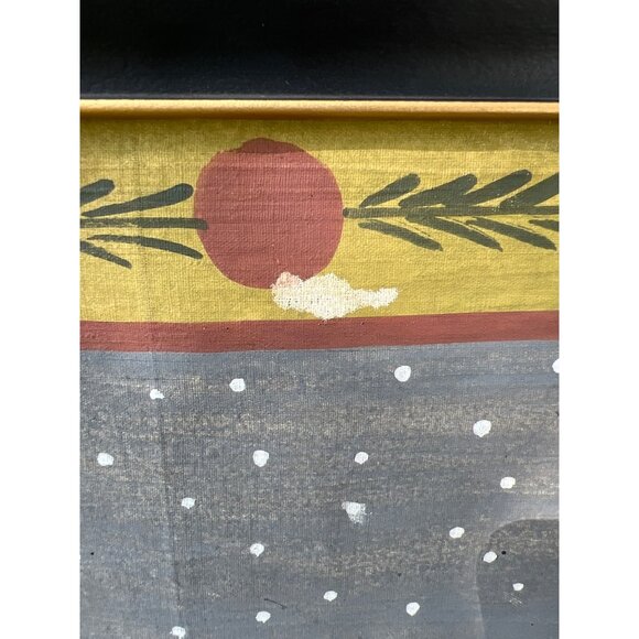 Krishna and Gopis with sacred cows waterliles large painted fabric canvas - Picture 7 of 8